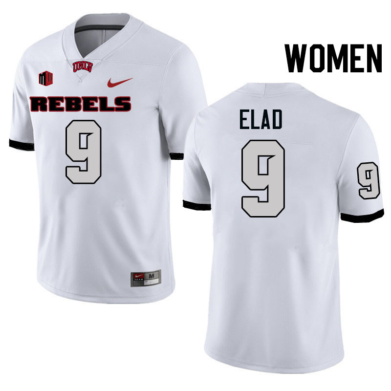 Women #9 Jett Elad UNLV Rebels College Football Jerseys Stitched-White